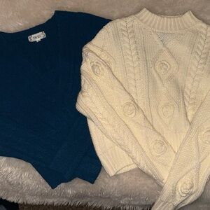 Pink Rose v-neck sweater and forever 21 sweater